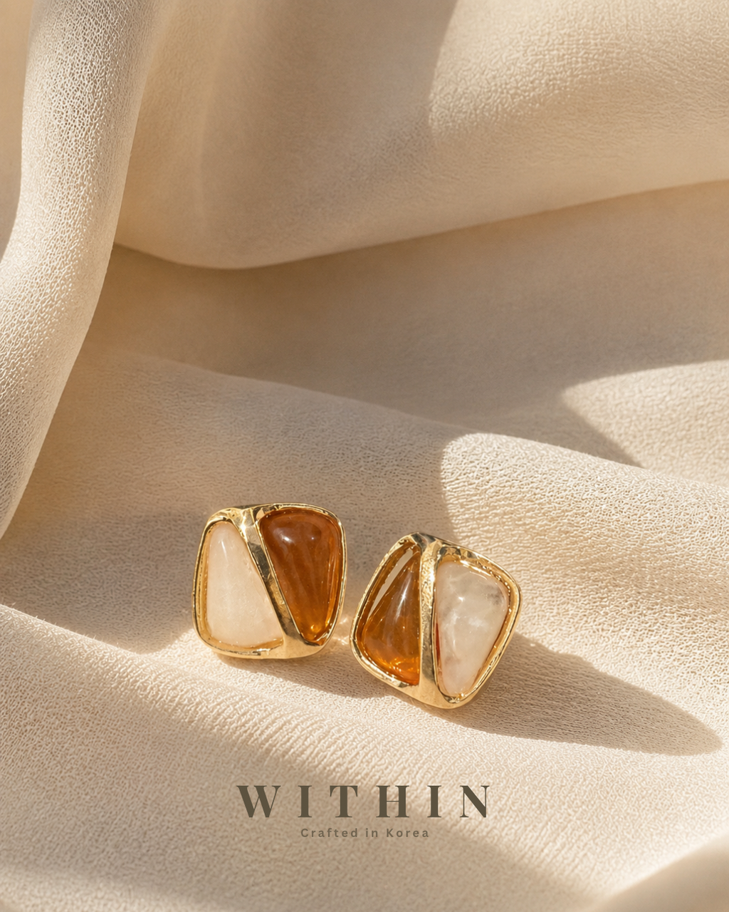 Amber Veil Stud Earrings